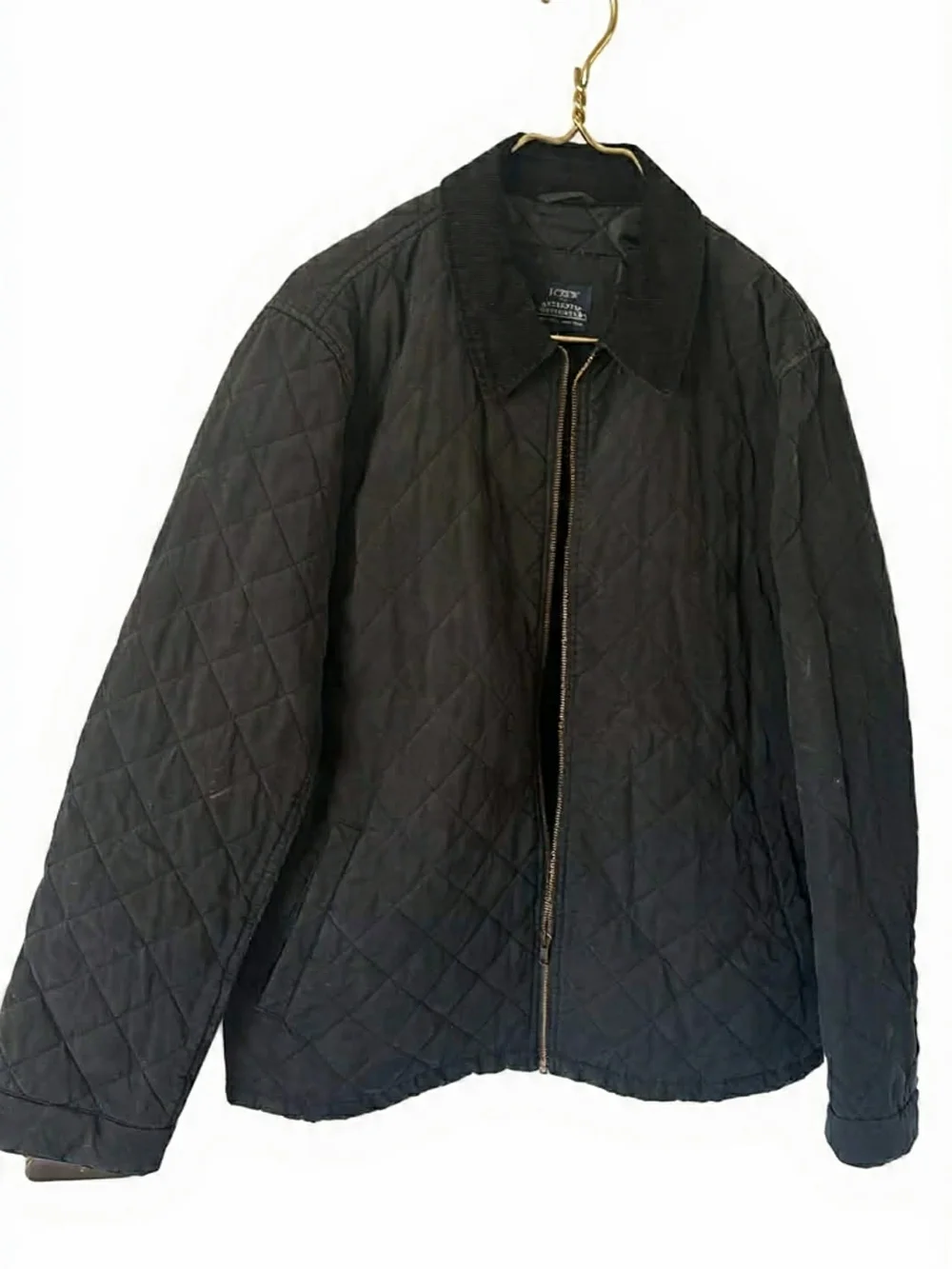 J. Crew Black Quilted Corduroy-Collar‎ Barn Jacket Equestrian